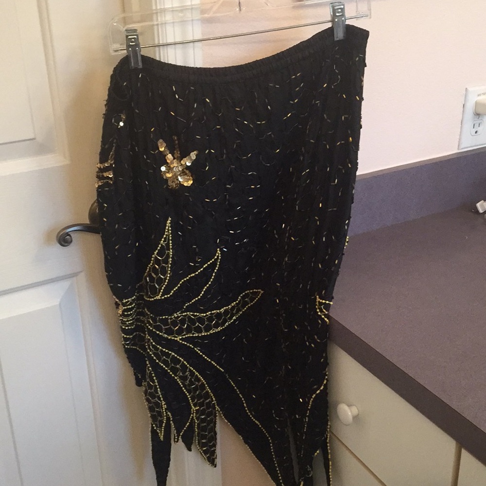 Vintage silk black and gold skirt set